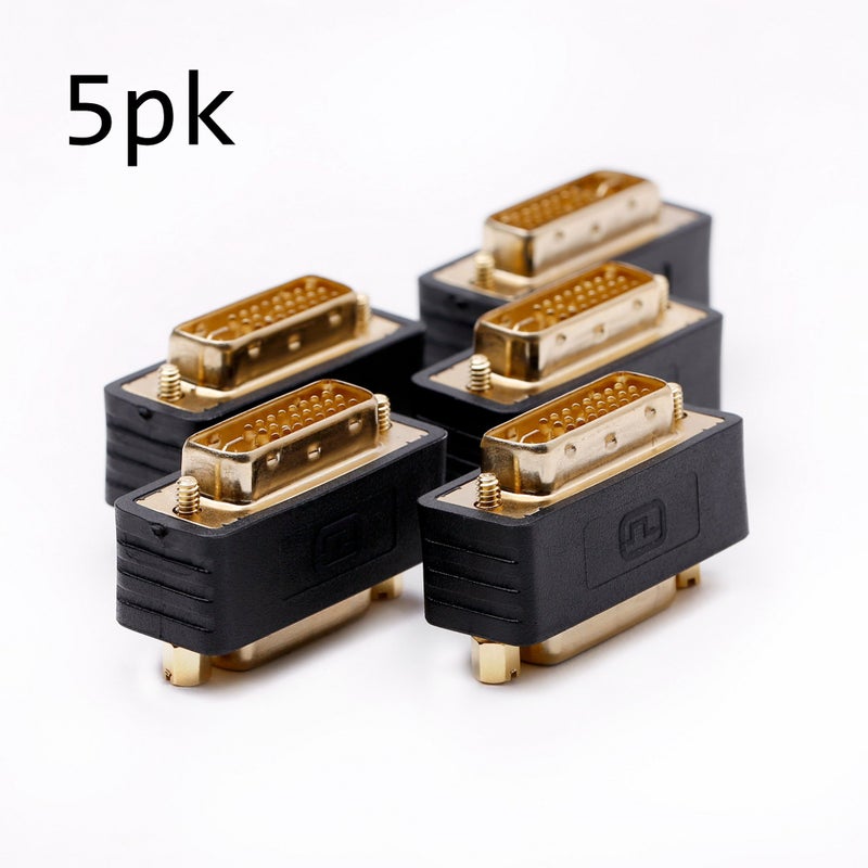 Arnorin DVI Adapter dvi-d Male to dvi-i Female Port Saver Compact Moulded Gold Plated 5 Pack - Image 2